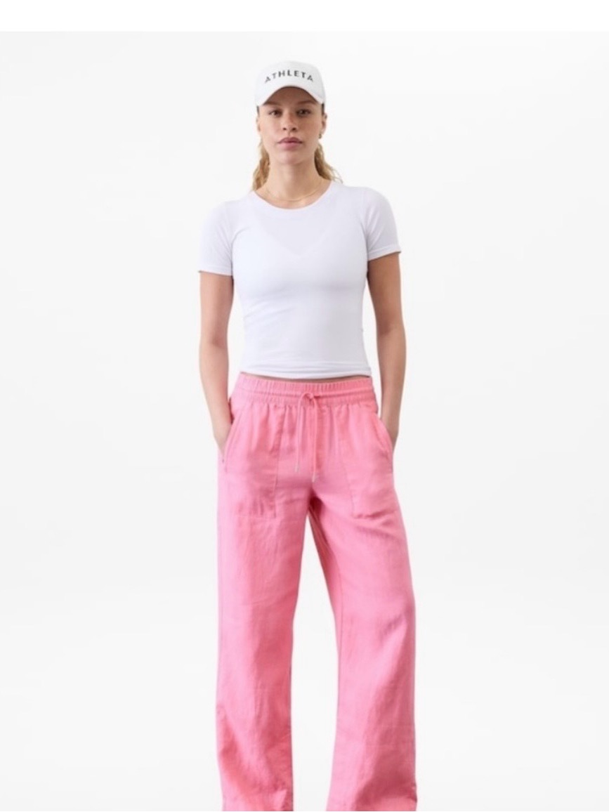 Athleta Retreat Linen Wide-Leg Drawstring Pants